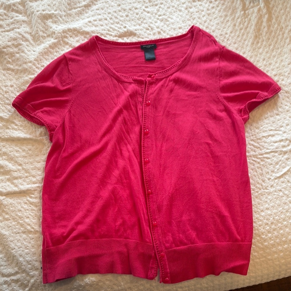 Ann Taylor Bright Pink Button Down Shirt